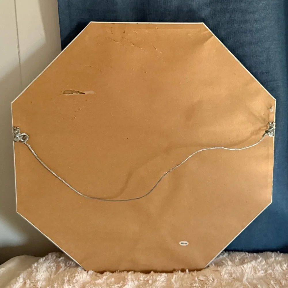 Hexagonal Wooden Mirror Frame with Hooks for Photos Decor